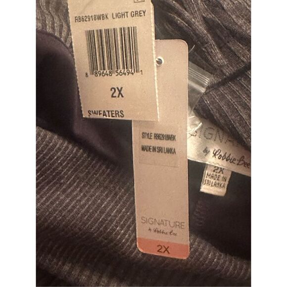 ROBBIE BEE Plus Size 2X grey Cowlneck Knit sweater Dress - Picture 8 of 9